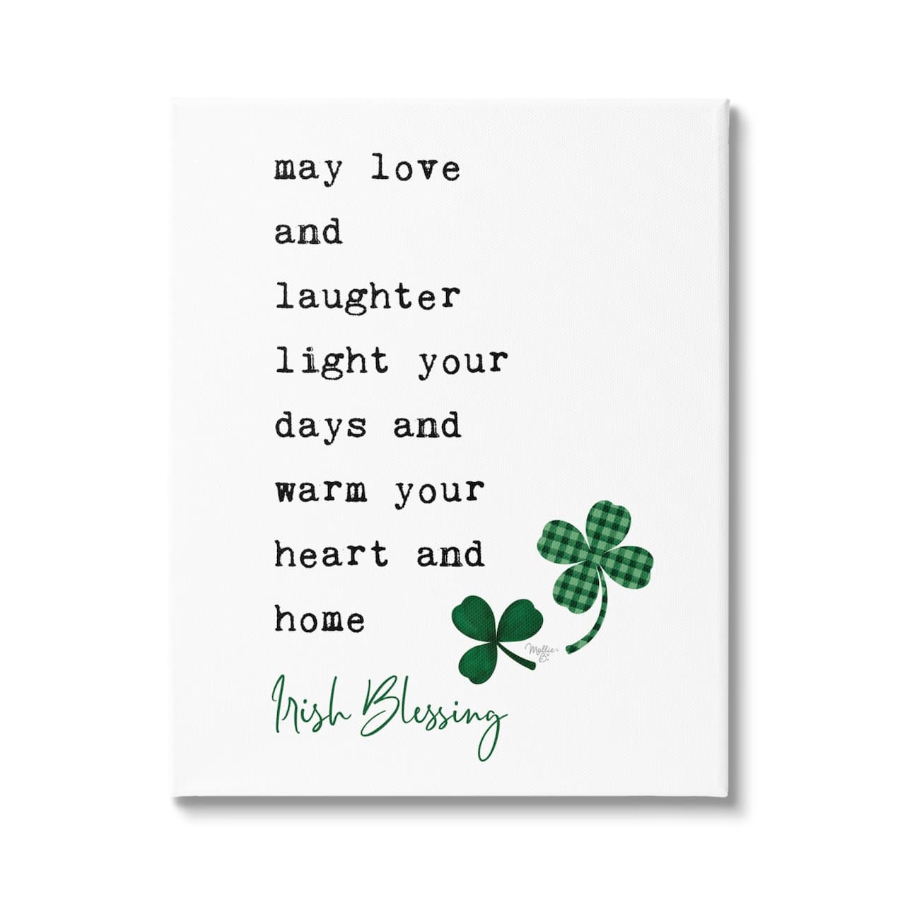 Stupell Industries Heart & Home Touching Irish Blessing Clover Motif Canvas Wall Art